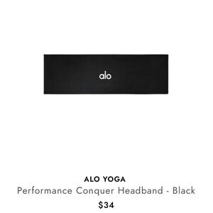 ALO Yoga Black Wide Performance Conquer Headband